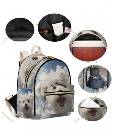 Cute Maltese Dog Backpack Purse for Women PU Leather Lightweight Ladies Shoulder Fashion Satchel Bags Travel Casual Daypack $...