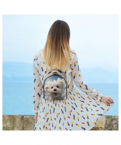 Cute Maltese Dog Backpack Purse for Women PU Leather Lightweight Ladies Shoulder Fashion Satchel Bags Travel Casual Daypack $...