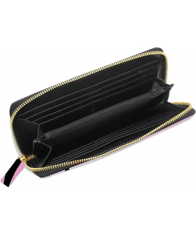 Black Line Sea Turtles Texture Leather Long Wallet Organizer with Zipper Purse Clutch Bag for Women Men Key Card Coin Passpor...