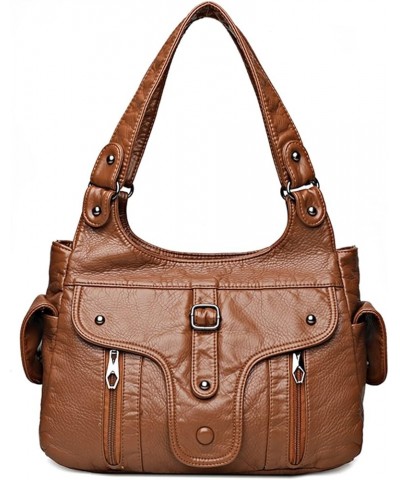 Women Leather Luxury Handbags Soft Large Capacity Casual Tote Bags Female Leather Shoulder Bags (Color : Light Brown, Size : ...