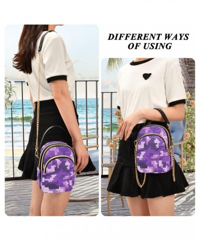 Women Crossbody Sling Bags Digital Purple Camo Print, Compact Fashion Handbags Purse with Chain Strap Top handle for Evening ...