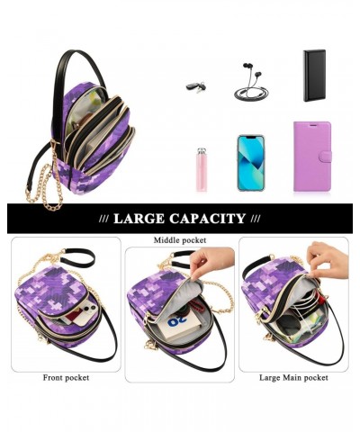 Women Crossbody Sling Bags Digital Purple Camo Print, Compact Fashion Handbags Purse with Chain Strap Top handle for Evening ...