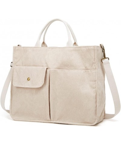 Tote Bag Women Corduroy Hobo Satchel College Travel Crossbody Bags Messenger Handbag 2023 A Beige White $14.42 Totes