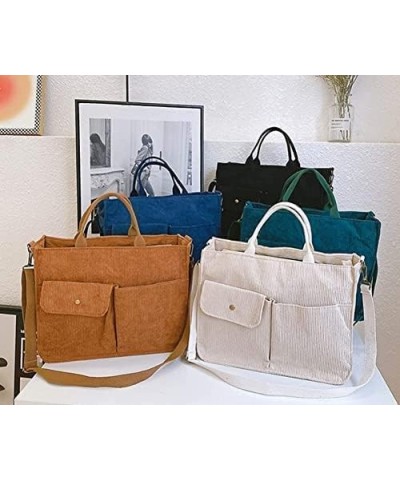 Tote Bag Women Corduroy Hobo Satchel College Travel Crossbody Bags Messenger Handbag 2023 A Beige White $14.42 Totes