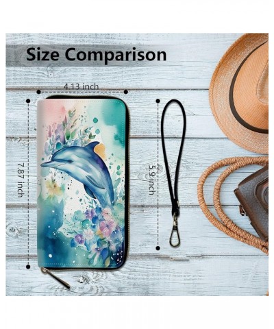 Women's Clutch Purse with Wrist Strap, Slim PU Leather Cell Phone Wallet Large Capacity Zipper Handbag Long Purse Credit Card...