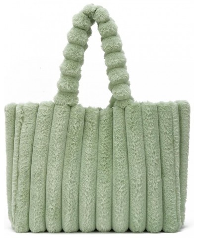 Furry Tote Bag for Women, Faux Fur Purses for Women, Quilted Handbags for Women, Travel Shoulder Bag Purse, H2150 Green H $15...