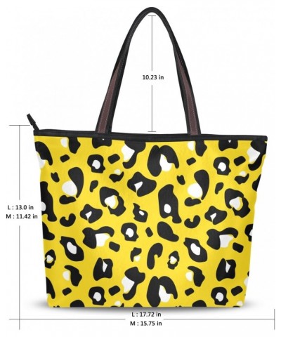 Cow Print On Yellow Shoulder Bag Top Handle Tote Bag Handbag for Women $16.11 Handbags