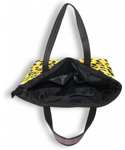 Cow Print On Yellow Shoulder Bag Top Handle Tote Bag Handbag for Women $16.11 Handbags