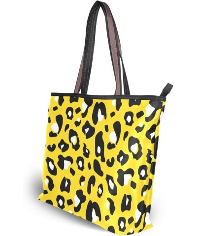 Cow Print On Yellow Shoulder Bag Top Handle Tote Bag Handbag for Women $16.11 Handbags