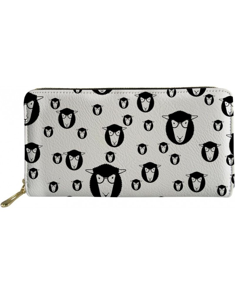 Women Men Animals Wallet Long Purse PU Leather Zipper Lightweight Sheep $11.76 Wallets