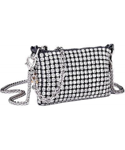 Mini Rhinestone Clutch Purse for Women Glitter Evening Bag Crystal Handbag Chain Mini Shoulder Bag for Wedding Party 1-silver...