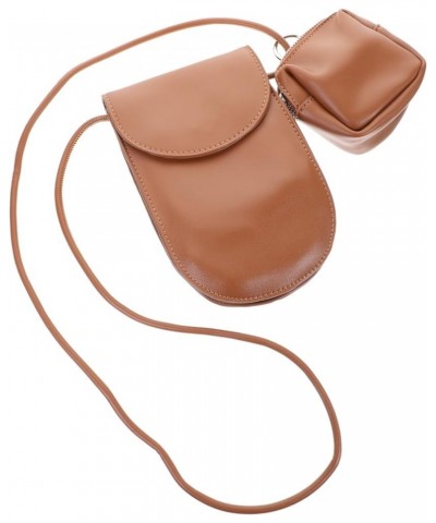 Mobile Phone Bag Pu Leather Fashion Bag Portable White Women's Brown $10.33 Crossbody Bags