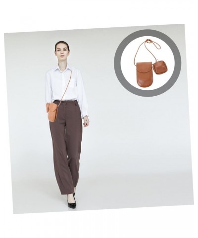 Mobile Phone Bag Pu Leather Fashion Bag Portable White Women's Brown $10.33 Crossbody Bags