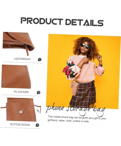 Mobile Phone Bag Pu Leather Fashion Bag Portable White Women's Brown $10.33 Crossbody Bags