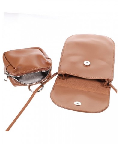 Mobile Phone Bag Pu Leather Fashion Bag Portable White Women's Brown $10.33 Crossbody Bags