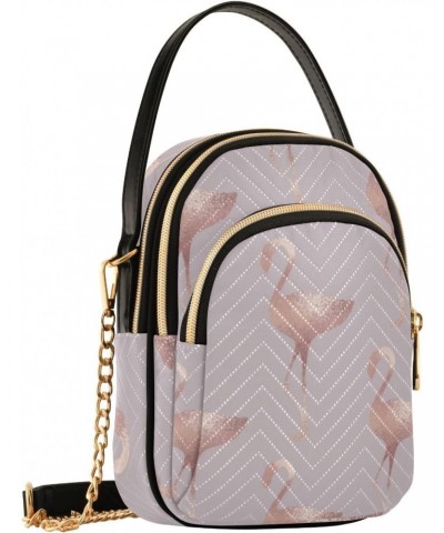 Rose Gold Flamingo Crossbody Bags for Women Cross Body Purses Cell Phone Wallet Bags with Chain Strap for Women $11.70 Crossb...