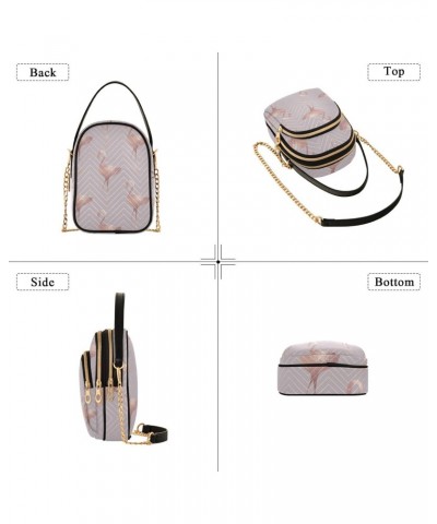 Rose Gold Flamingo Crossbody Bags for Women Cross Body Purses Cell Phone Wallet Bags with Chain Strap for Women $11.70 Crossb...