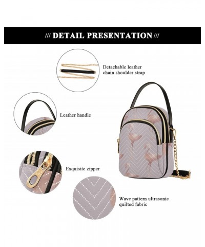 Rose Gold Flamingo Crossbody Bags for Women Cross Body Purses Cell Phone Wallet Bags with Chain Strap for Women $11.70 Crossb...