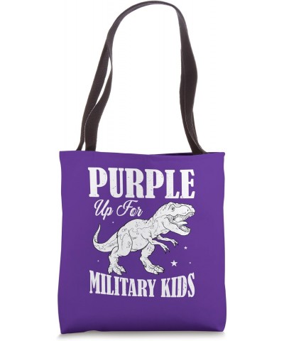 Purple Up For Military Kids Military Child Month Dinosaur Tote Bag $10.72 Totes