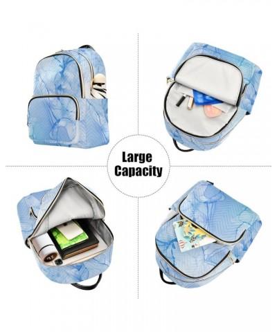 Travel Backpack Purse for Women Fashion Anti-theft Work Casual Cute Light Blue Marble Daypack Shoulder Bag Medium Size Small ...