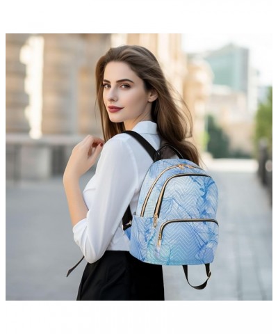 Travel Backpack Purse for Women Fashion Anti-theft Work Casual Cute Light Blue Marble Daypack Shoulder Bag Medium Size Small ...