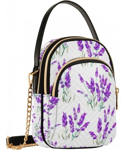 Crossbody Bag for Women, Lavender Flowers Purple Floral Phone Purse Detachable Chain Bag Shoulder Handbag Wallet $11.04 Cross...