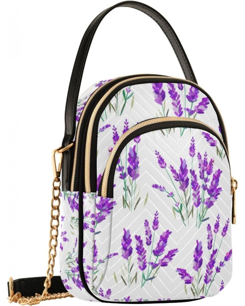 Crossbody Bag for Women, Lavender Flowers Purple Floral Phone Purse Detachable Chain Bag Shoulder Handbag Wallet $11.04 Cross...