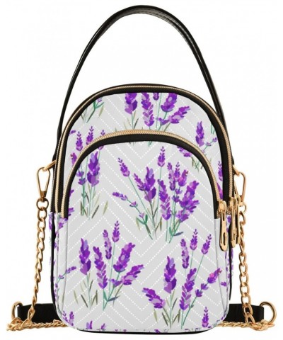 Crossbody Bag for Women, Lavender Flowers Purple Floral Phone Purse Detachable Chain Bag Shoulder Handbag Wallet $11.04 Cross...