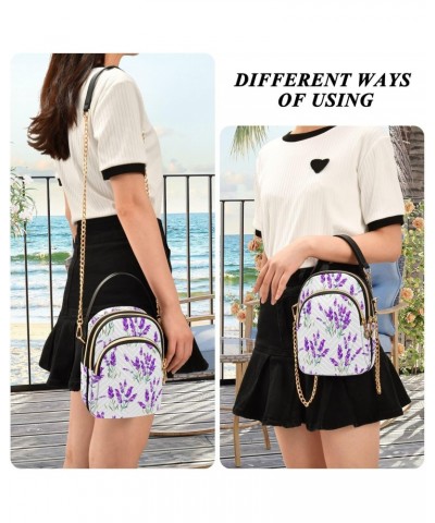 Crossbody Bag for Women, Lavender Flowers Purple Floral Phone Purse Detachable Chain Bag Shoulder Handbag Wallet $11.04 Cross...