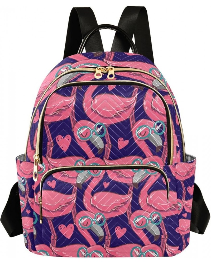 Women Backpack Pink Heart Flamingo Funny Anti-Theft Travel Backpack with Luggage Belt Lightweight Handbag Lady Purse Roomy Do...