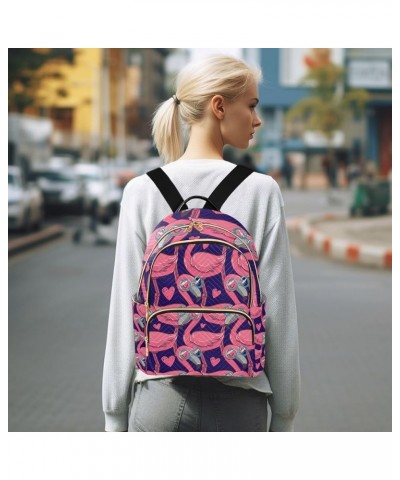 Women Backpack Pink Heart Flamingo Funny Anti-Theft Travel Backpack with Luggage Belt Lightweight Handbag Lady Purse Roomy Do...