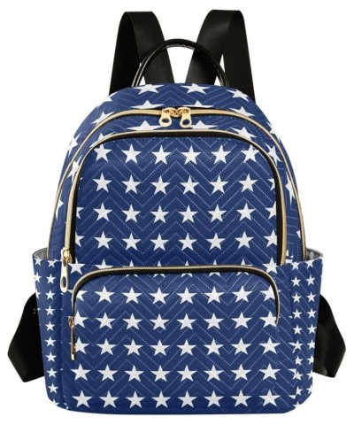 4th of July Women Backpack Patriotic White Navy Star Anti-Theft Travel Backpack Lightweight Handbag Roomy Weekend Bag Everyda...