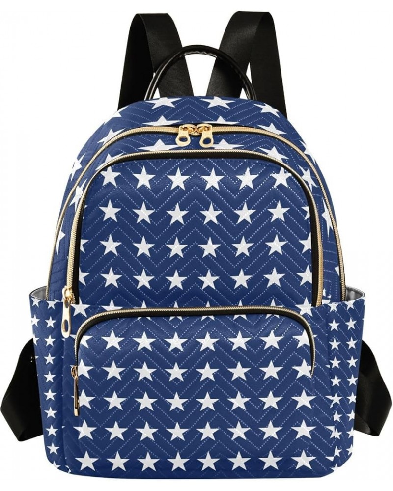 4th of July Women Backpack Patriotic White Navy Star Anti-Theft Travel Backpack Lightweight Handbag Roomy Weekend Bag Everyda...