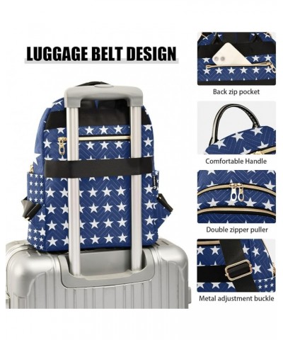 4th of July Women Backpack Patriotic White Navy Star Anti-Theft Travel Backpack Lightweight Handbag Roomy Weekend Bag Everyda...