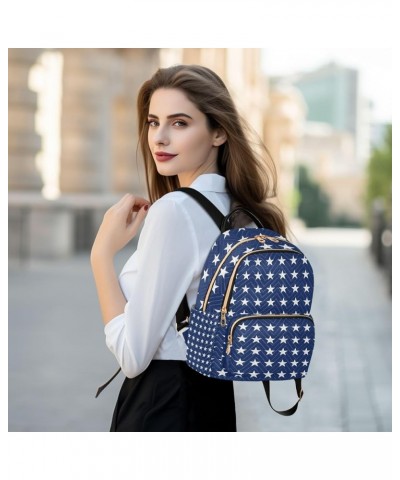 4th of July Women Backpack Patriotic White Navy Star Anti-Theft Travel Backpack Lightweight Handbag Roomy Weekend Bag Everyda...