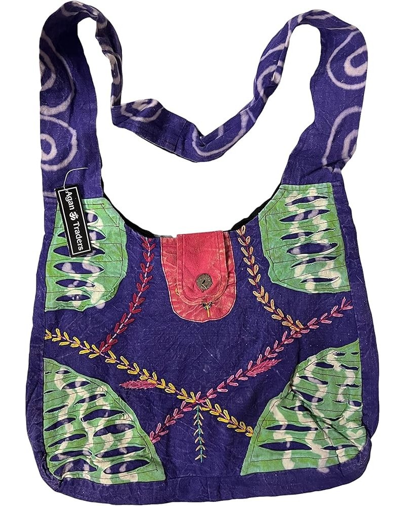 Handmade Nepal Patch Boho Bohemian Sling Hobo Cross Shoulder Messanger Satchel Bag Purse Purple - 16x14 $23.97 Totes