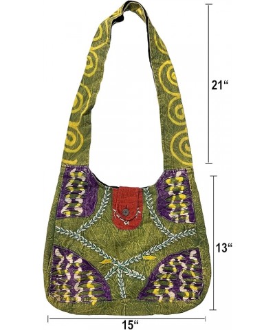 Handmade Nepal Patch Boho Bohemian Sling Hobo Cross Shoulder Messanger Satchel Bag Purse Purple - 16x14 $23.97 Totes