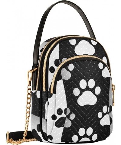 Cute Cat and Cat Paws Crossbody Bags for Women Small Shoulder with Detachable Straps, Shoulder Handbags for Ladies Black and ...