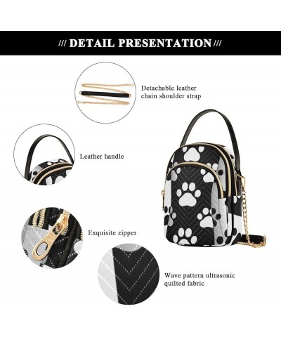 Cute Cat and Cat Paws Crossbody Bags for Women Small Shoulder with Detachable Straps, Shoulder Handbags for Ladies Black and ...