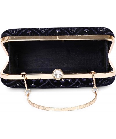 Hand Crafted Designer Box Clutch For Women, Zari Embroidery Clutch For Women/Hand Clutch For Women Velvet-dark Blue $13.53 Ev...