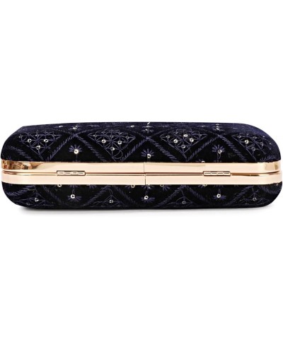 Hand Crafted Designer Box Clutch For Women, Zari Embroidery Clutch For Women/Hand Clutch For Women Velvet-dark Blue $13.53 Ev...