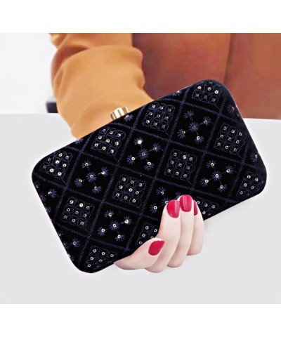 Hand Crafted Designer Box Clutch For Women, Zari Embroidery Clutch For Women/Hand Clutch For Women Velvet-dark Blue $13.53 Ev...