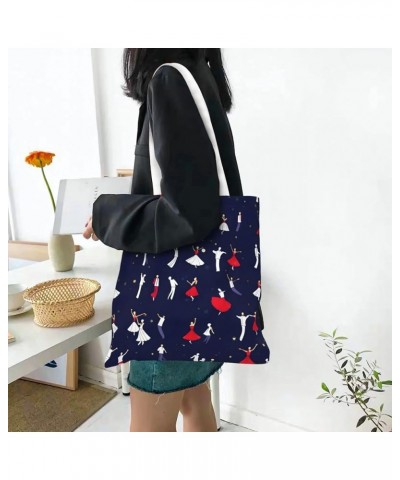 Ballroom Dance Small Pattern print Casual Handbags,Women Tote Bag,Big Capacity Shopping Shoulder Bag,eusable Grocery Bags Bal...