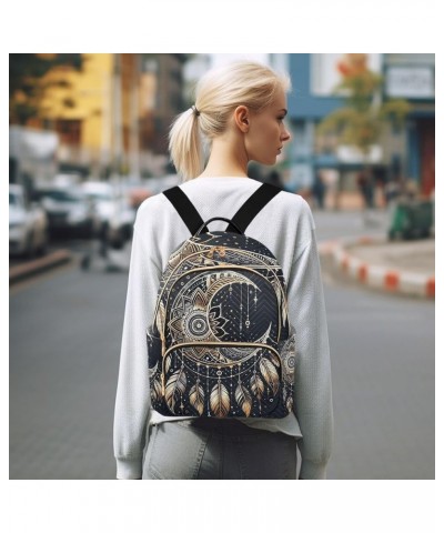 Singer Performs on Conch Small Quilted Backpack for Women Mini Backpack for Women Travel Purse with Luggage Strap Moon Dream ...