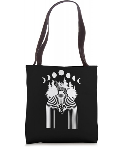 Wolves Howling Wolf Moon Phases Vintage Tee, Nature Animal W Tote Bag $16.42 Totes