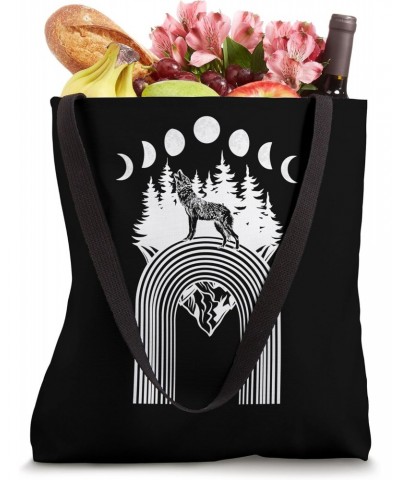 Wolves Howling Wolf Moon Phases Vintage Tee, Nature Animal W Tote Bag $16.42 Totes