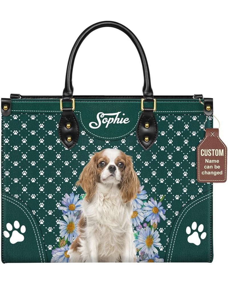 Personalized Cavalier King Charles Spaniel Dog Handbags, Custom Name Dog Leather Bags, Purses, Shoulder Bag, Gift For Dog Mom...