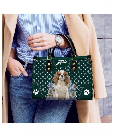 Personalized Cavalier King Charles Spaniel Dog Handbags, Custom Name Dog Leather Bags, Purses, Shoulder Bag, Gift For Dog Mom...