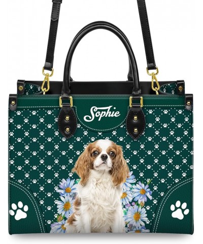 Personalized Cavalier King Charles Spaniel Dog Handbags, Custom Name Dog Leather Bags, Purses, Shoulder Bag, Gift For Dog Mom...