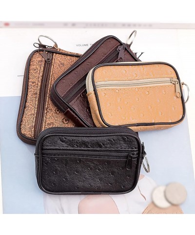 Wristlet Wallets for Women Women Ladies Leather Small Card Key Ring Wallet Pouch Mini Purse Black Zipper Pocket, Coffee, One ...